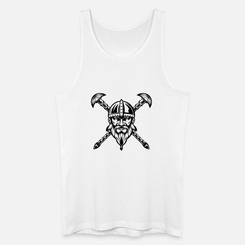 Bärtiges Wikinger-Kriegergesicht - Männer Bio Tank Top - Weiß