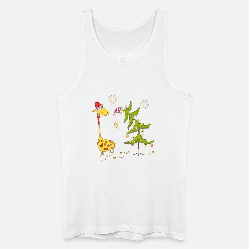 Giraffe mit Weihnachtsbaum - Männer Bio Tank Top - Weiß