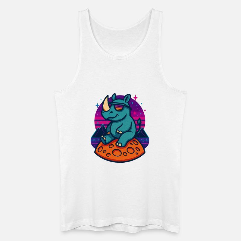 Cosmic Rhino Retro - Männer Bio Tank Top - Weiß