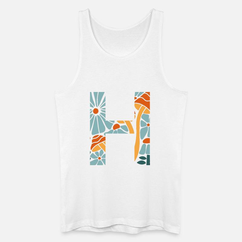 Buchstabe h groovige Blumen Geschenkidee - Männer Bio Tank Top - Weiß
