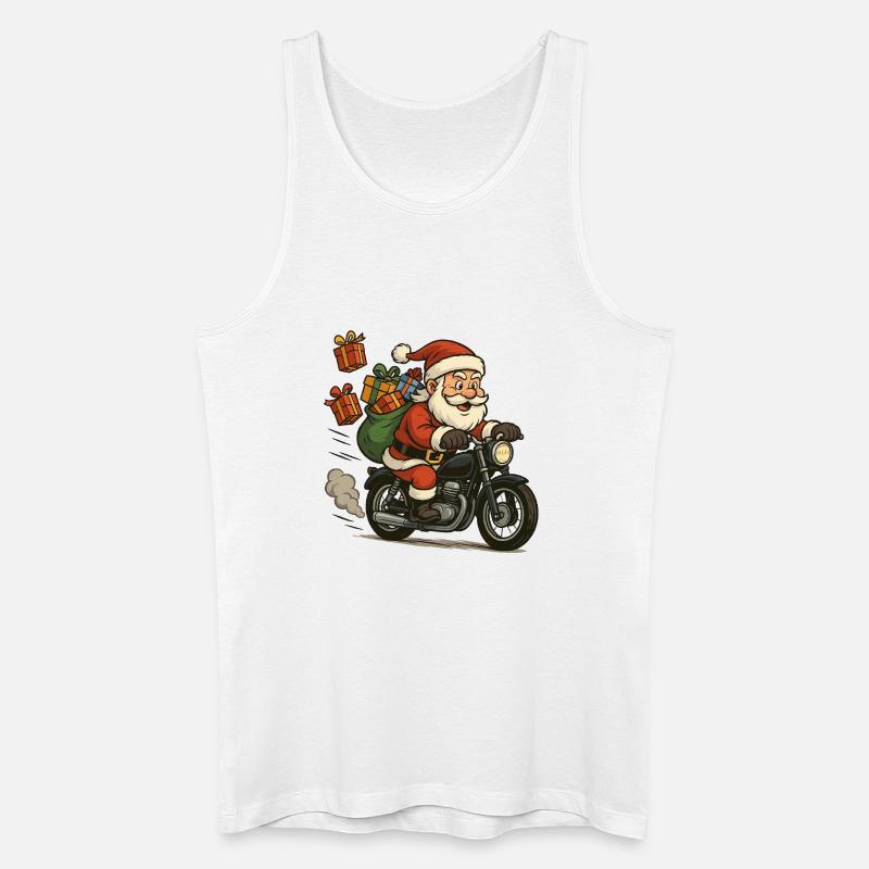 Weihnachtsmann auf Motorrad mit Geschenken - Männer Bio Tank Top - Weiß
