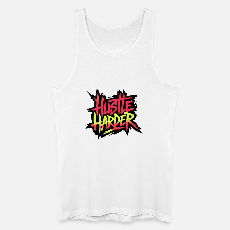 Hustle Harder Neon-Graffiti - Männer Bio Tank Top - Weiß
