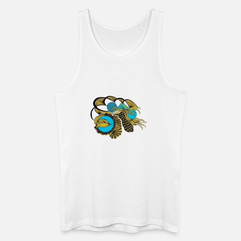 Goldene Koi mit Blaue Kreise - Männer Bio Tank Top - Weiß