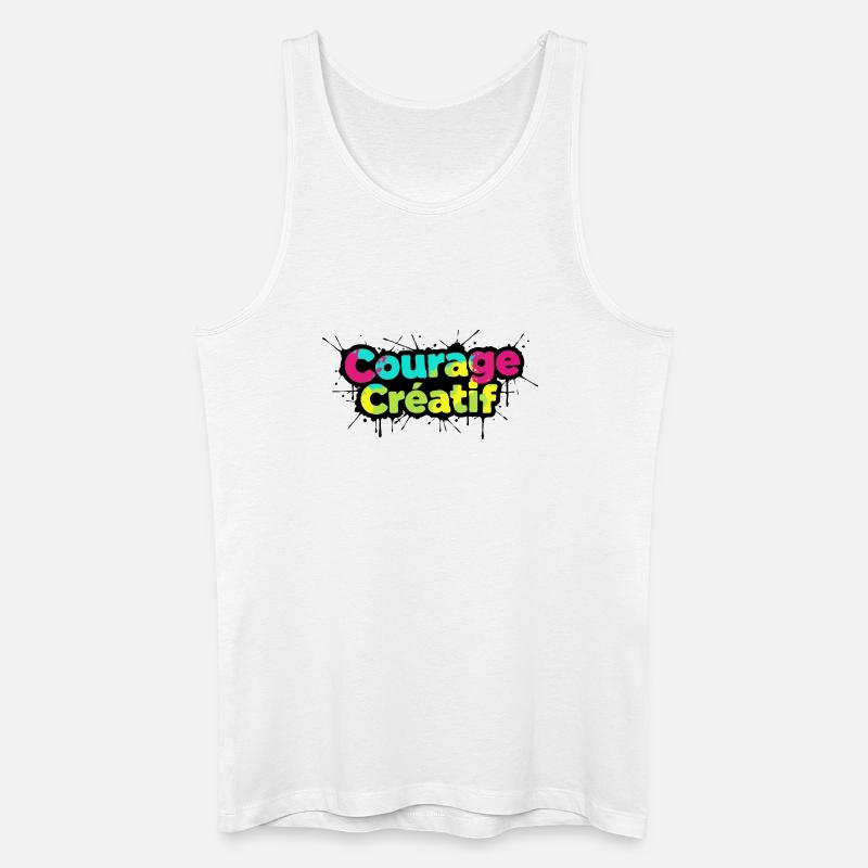 Courage Créatif Bunte Typografie - Männer Bio Tank Top - Weiß