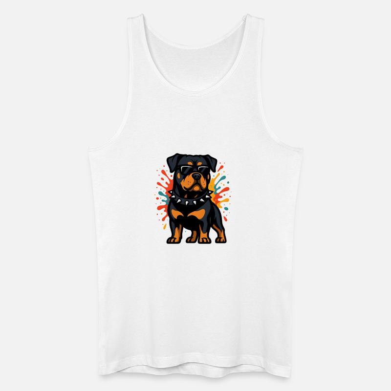 Rottweiler Hund mit Farbexplosion - Männer Bio Tank Top - Weiß