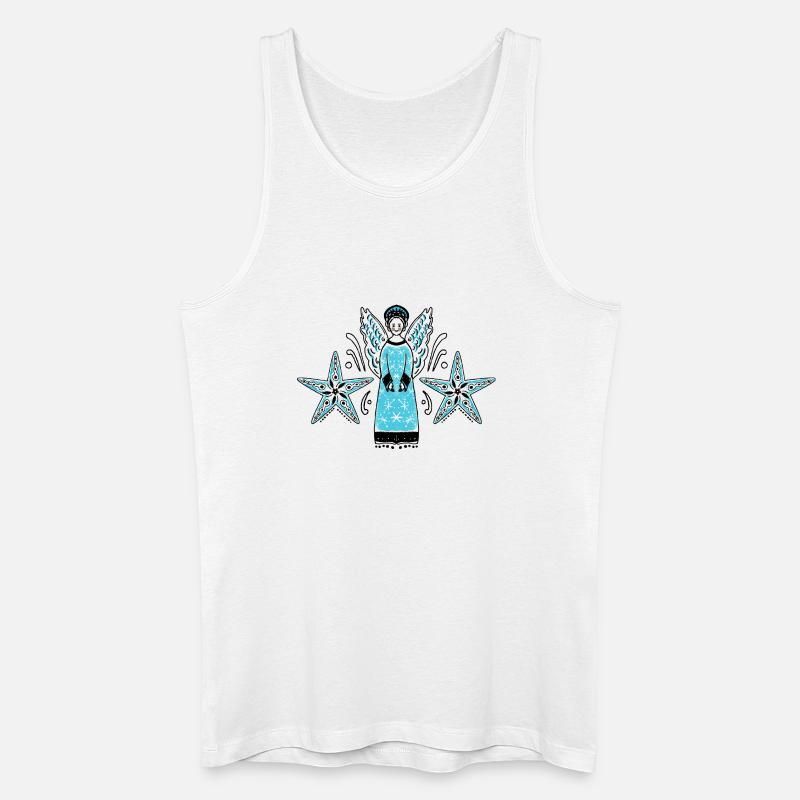 Türkiser Engel mit Sternenrahmen - Männer Bio Tank Top - Weiß