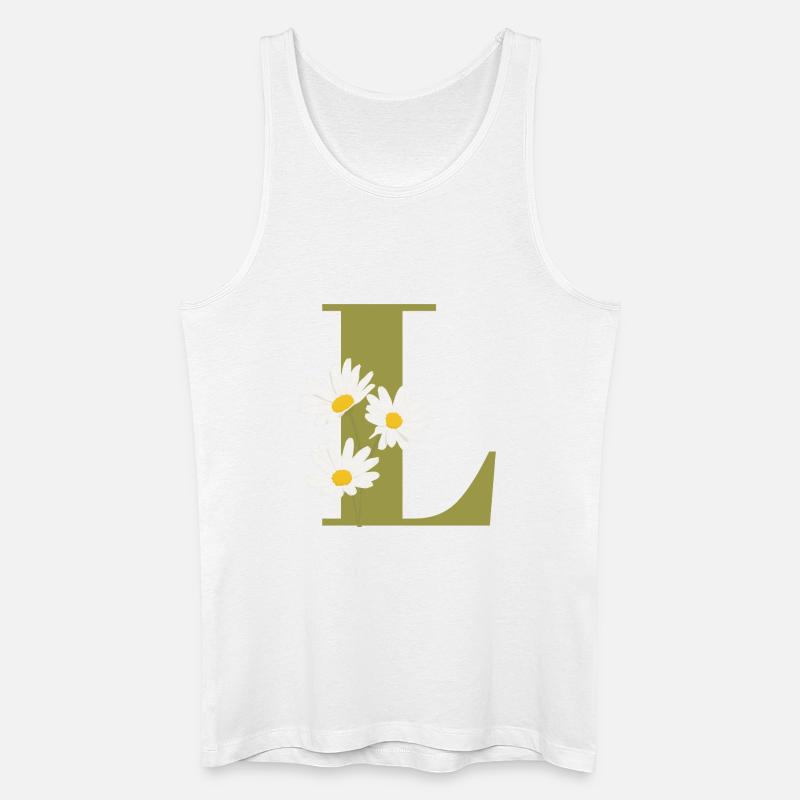 Buchstabe l Grüne Gänseblümchen - Männer Bio Tank Top - Weiß