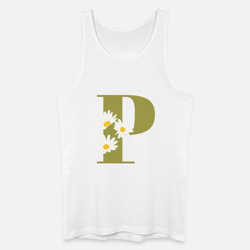 Grüne Gänseblümchen Buchstabe p - Männer Bio Tank Top - Weiß