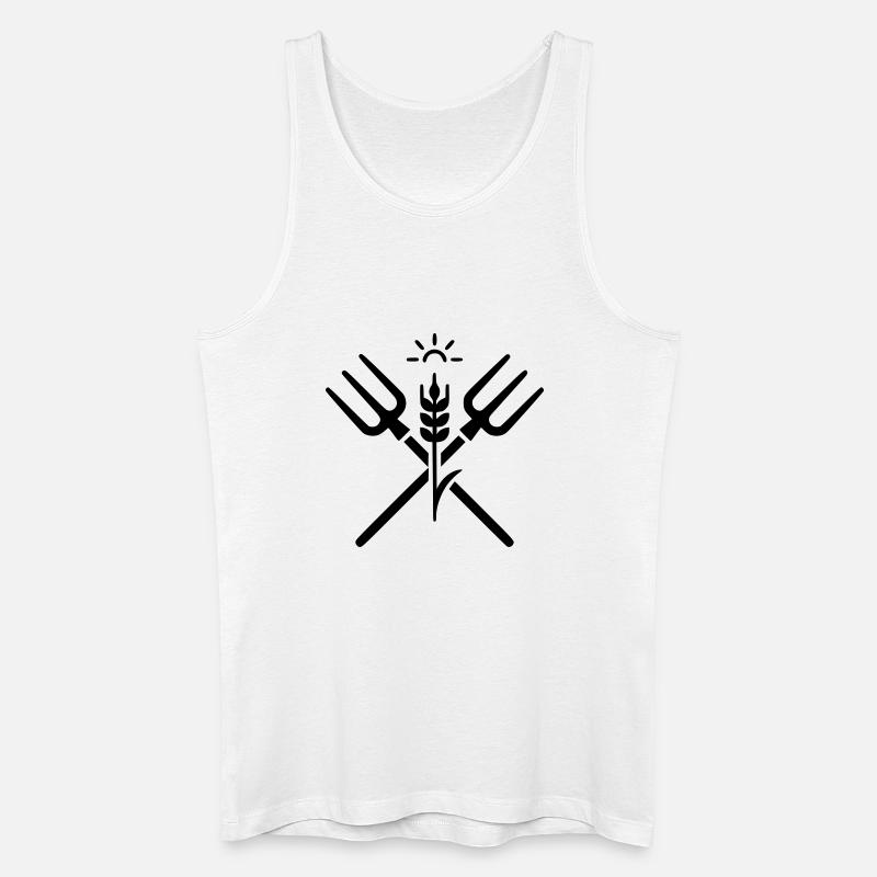 landwirtschaft bauer mistgabel logo - Männer Bio Tank Top - Weiß