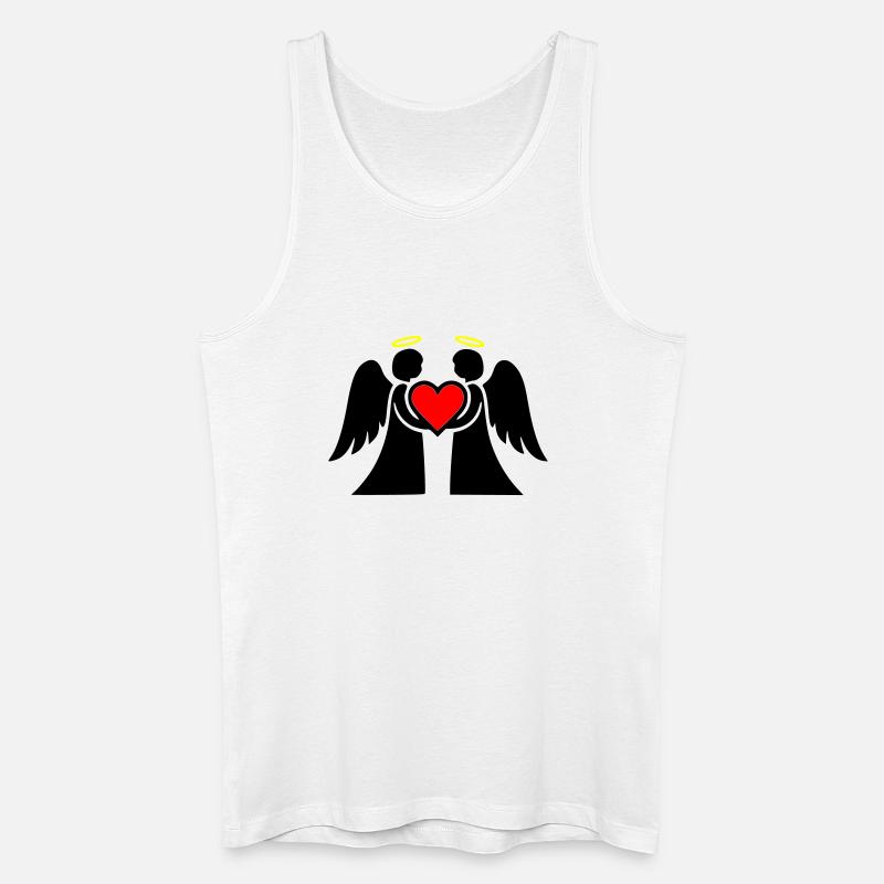 Engel Paar mit Herz Piktogramm - Männer Bio Tank Top - Weiß