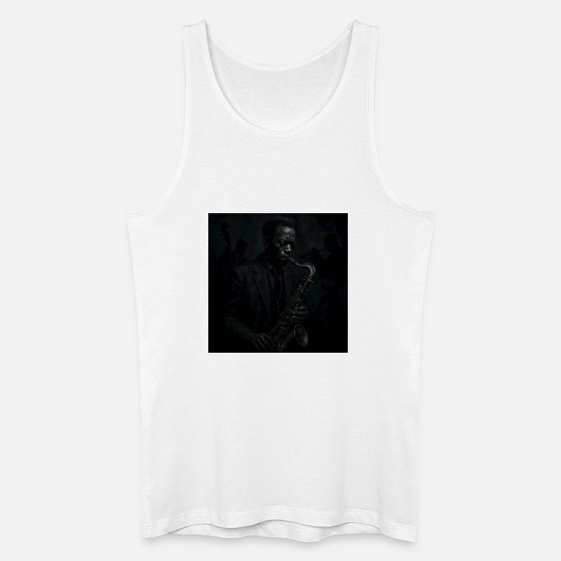 Deep Black Night Saxophon - Männer Bio Tank Top - Weiß