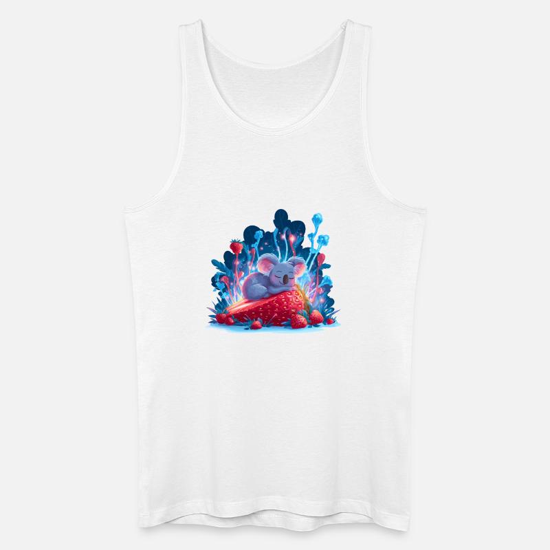 Schlafender Koala auf Erdbeere Neonwald - Männer Bio Tank Top - Weiß