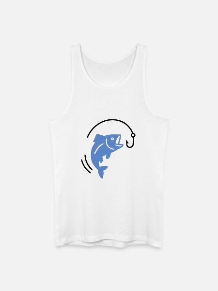 Ryba wędkarska na haku logo - Ekologiczny tank top męski - biały