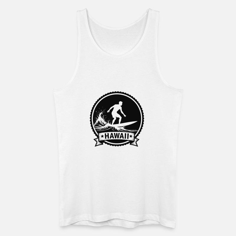 Hawaii Surf Wave Badge - Männer Bio Tank Top - Weiß