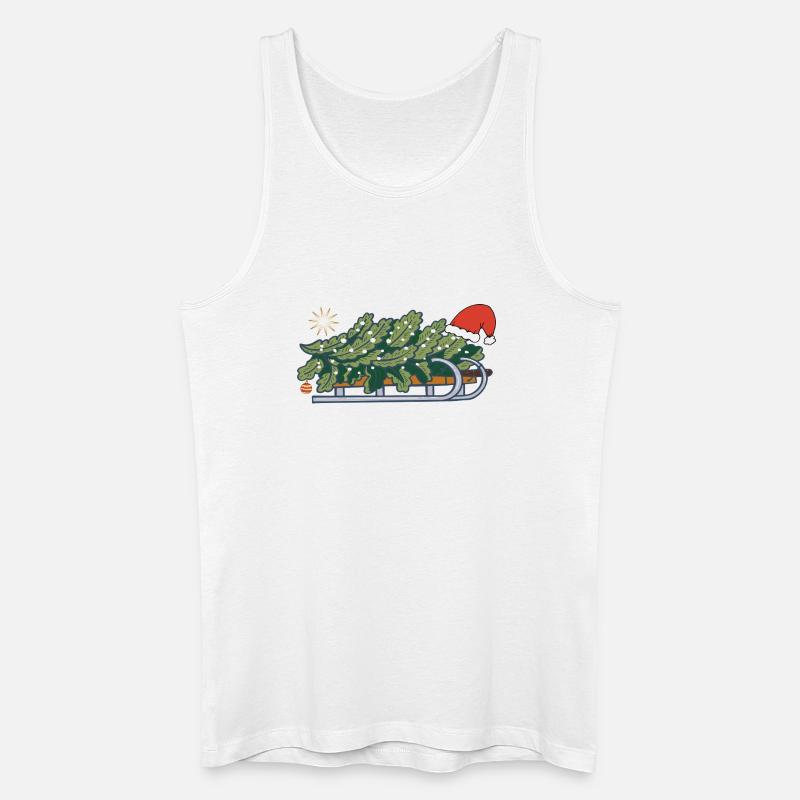 Weihnachtsbaum auf einem Schlitten - Männer Bio Tank Top - Weiß