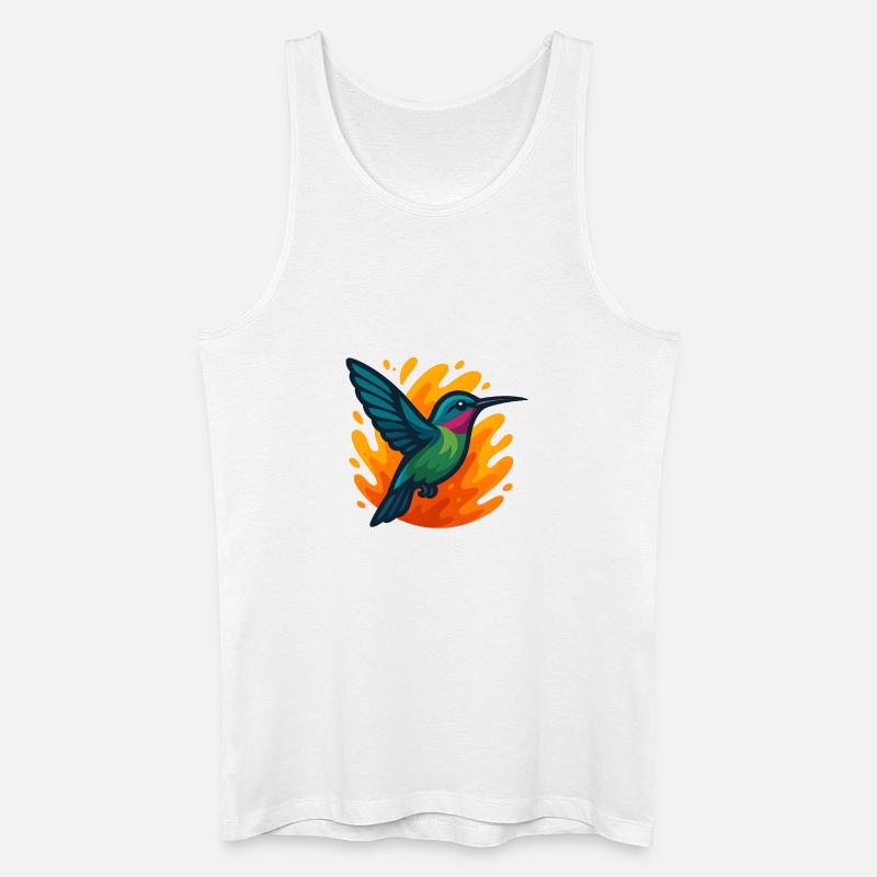 Bunter Kolibri vor flammendem Hintergrund - Männer Bio Tank Top - Weiß