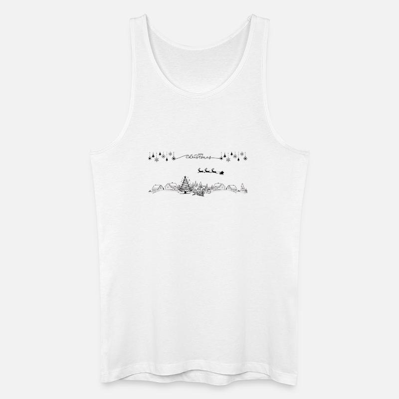 Winterliches Häuserpanorama Linienzeichnung - Männer Bio Tank Top - Weiß