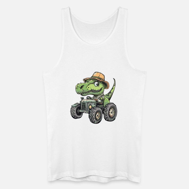 Dinosaurier T-Rex Traktor Farmer - Männer Bio Tank Top - Weiß