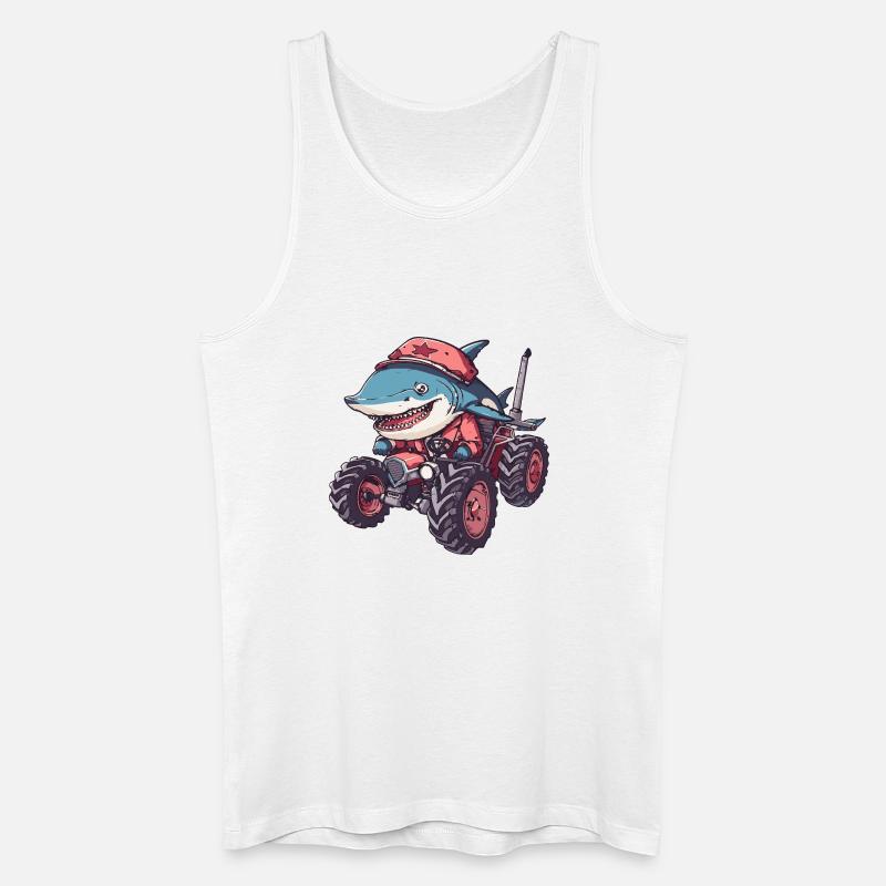 Hai Traktor Farmer - Männer Bio Tank Top - Weiß