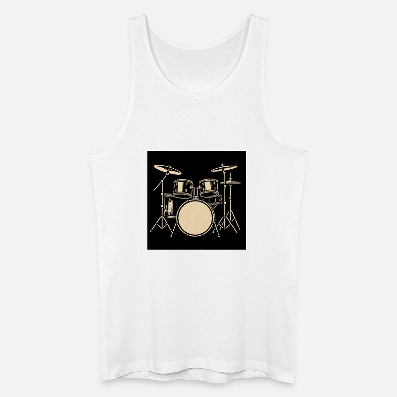 Schwarzsilbernes Drumset Illustration - Männer Bio Tank Top - Weiß