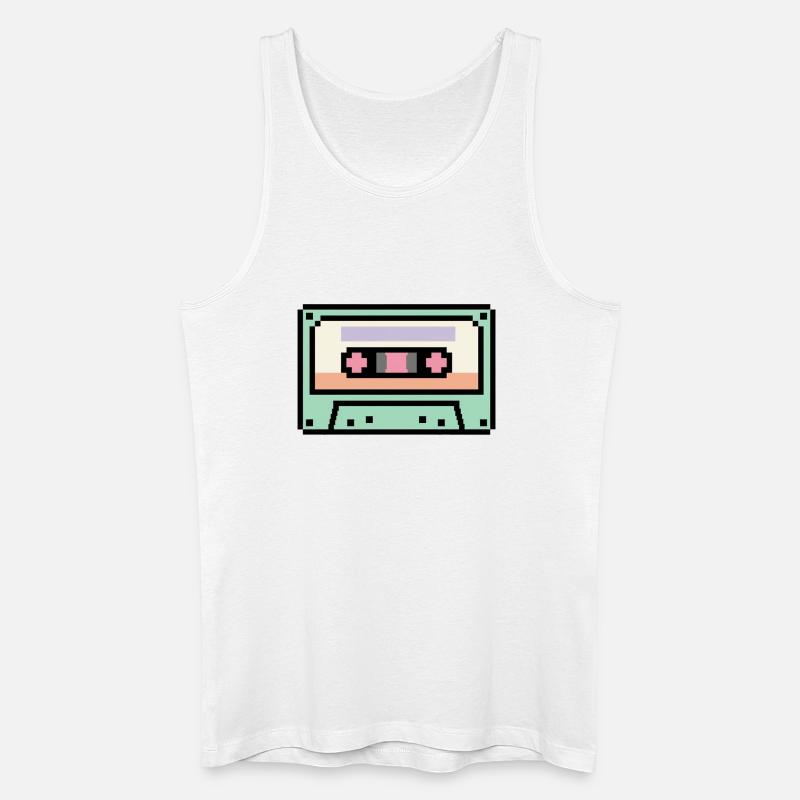 Retro 8-Bit-Pixel-Art-Kassette - Männer Bio Tank Top - Weiß