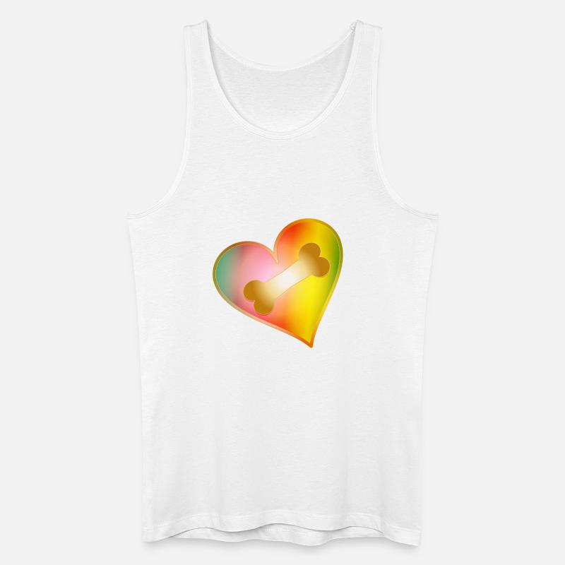 Regenbogen Herz mit Hundeknochen - Männer Bio Tank Top - Weiß