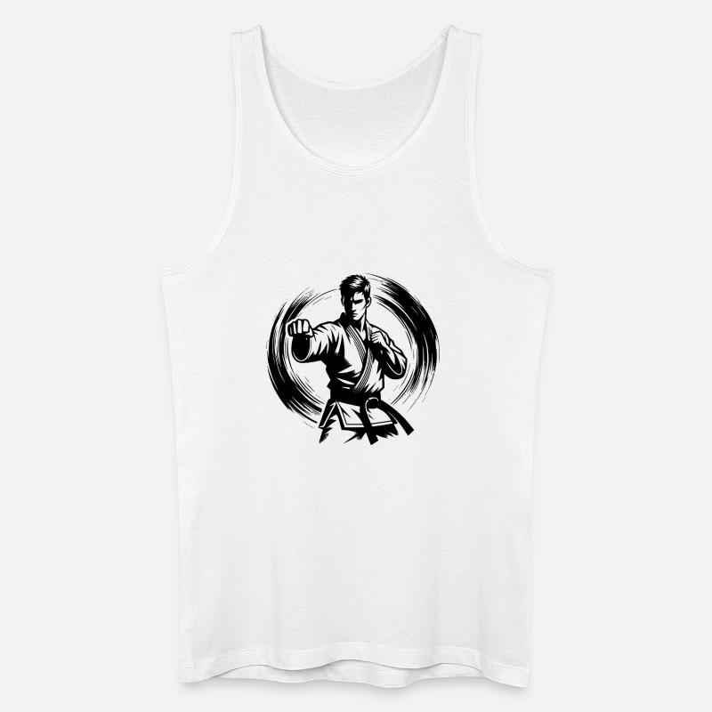 Dynamische Kampfpose Perfekte Karate Silhouette - Männer Bio Tank Top - Weiß