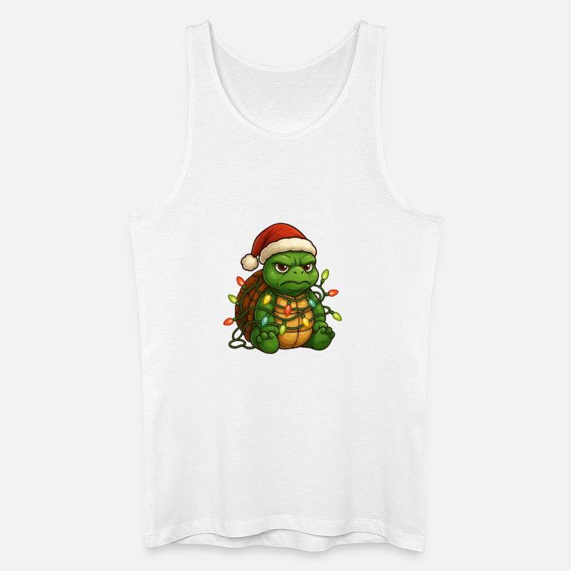 Grumpy Schildkröte Weihnachtsmütze Lichterkette To - Männer Bio Tank Top - Weiß