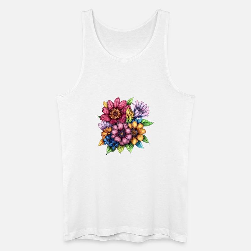Blütenwirbel Farbexplosion - Männer Bio Tank Top - Weiß