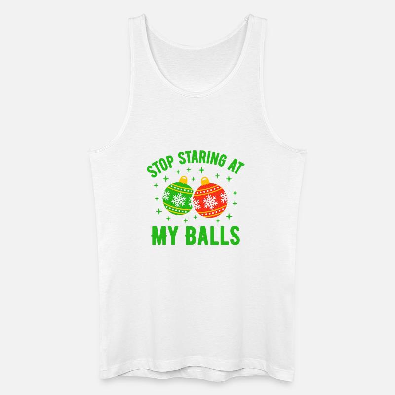 Hör auf, meine Eier anzustarren - Männer Bio Tank Top - Weiß