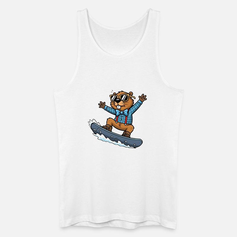 Cooler Snowboard Biber Comic Sonnenbrille - Männer Bio Tank Top - Weiß