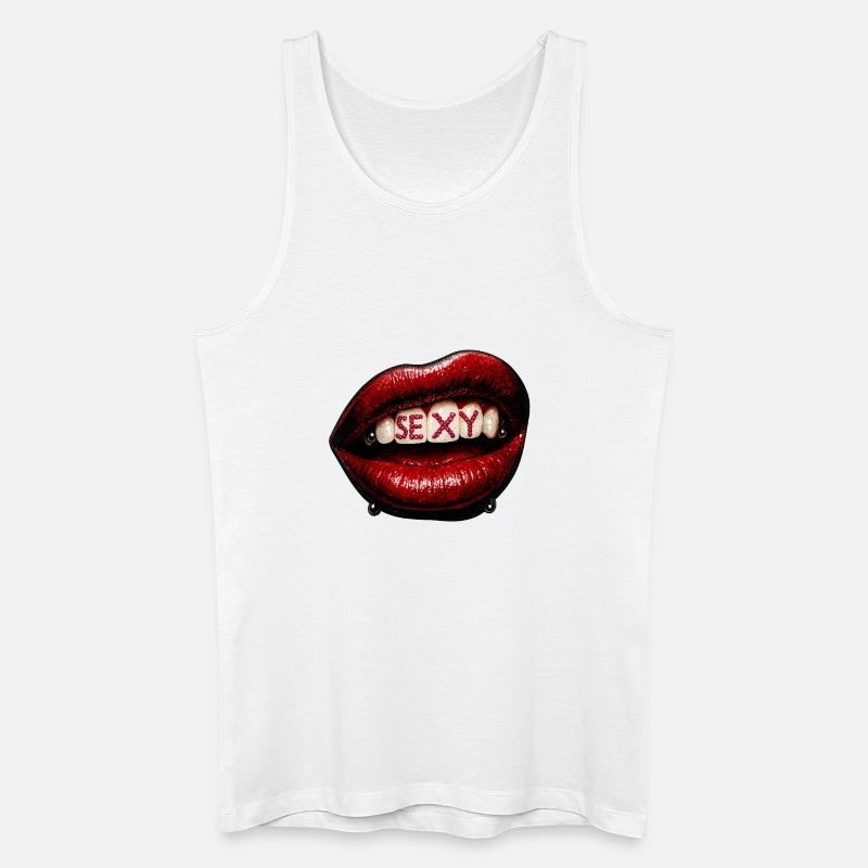 Lippen mit Perlenbuchstaben - Männer Bio Tank Top - Weiß