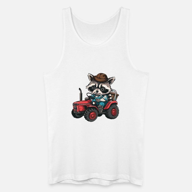 Waschbär Traktor Farmer - Männer Bio Tank Top - Weiß