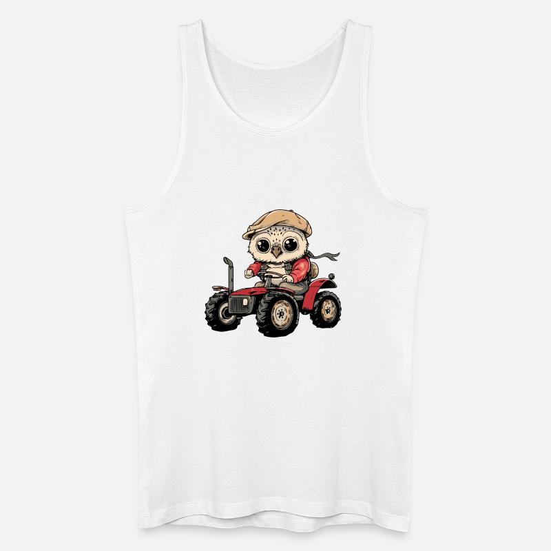 Eule Traktor Farmer - Männer Bio Tank Top - Weiß