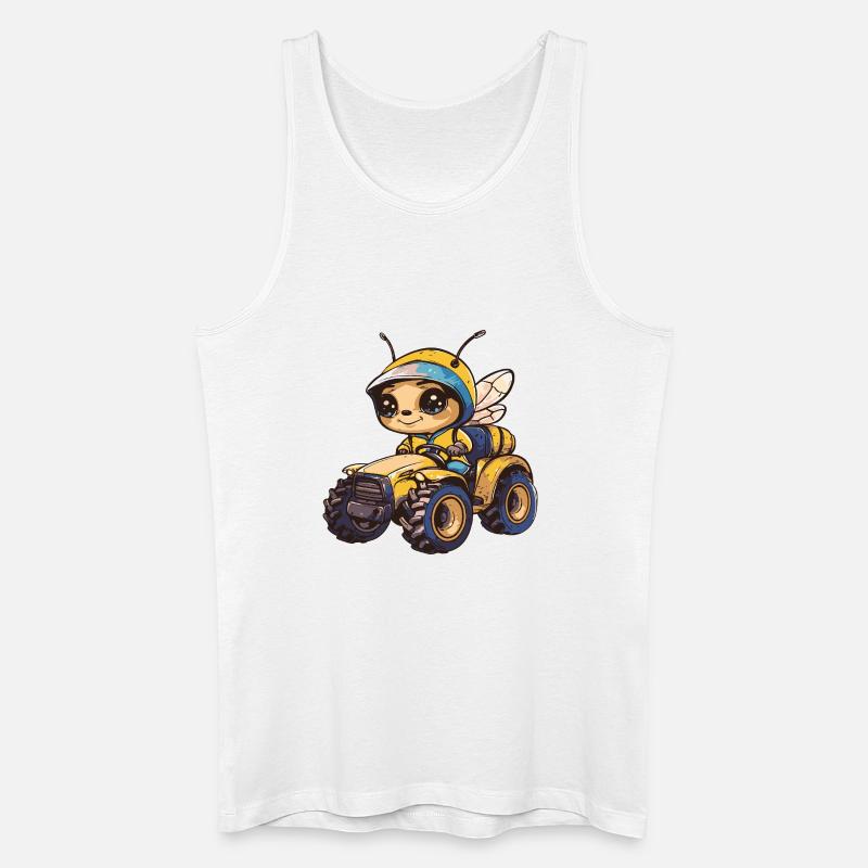 Biene Traktor Farmer - Männer Bio Tank Top - Weiß