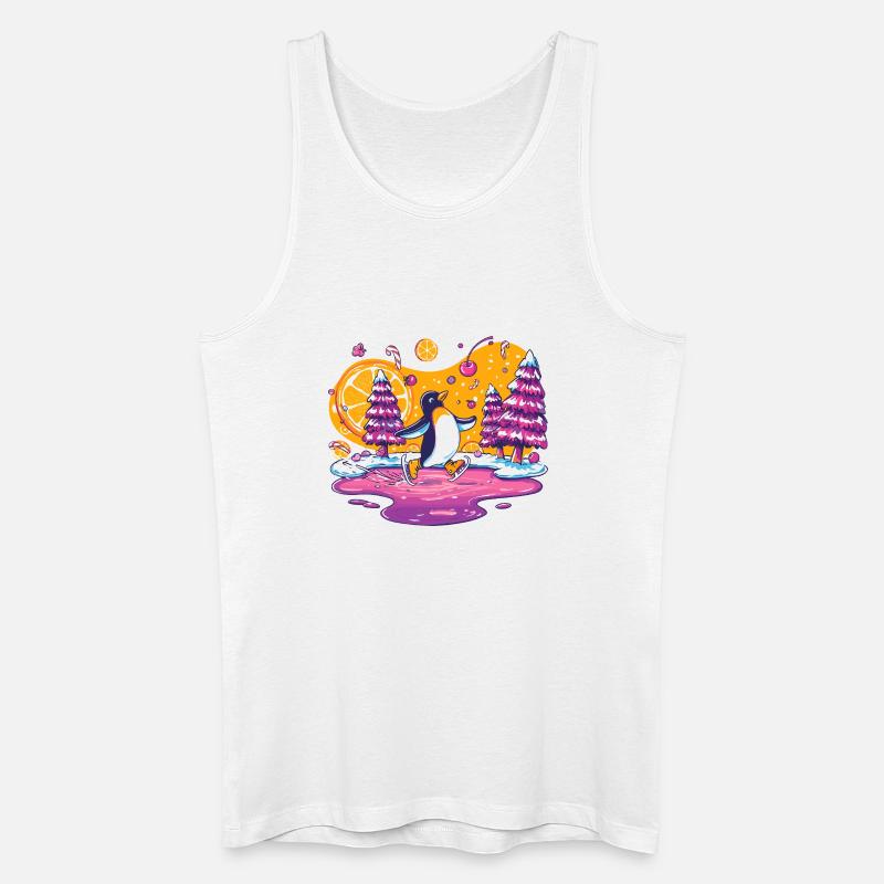 Winterpinguin Skater Farbexplosion - Männer Bio Tank Top - Weiß