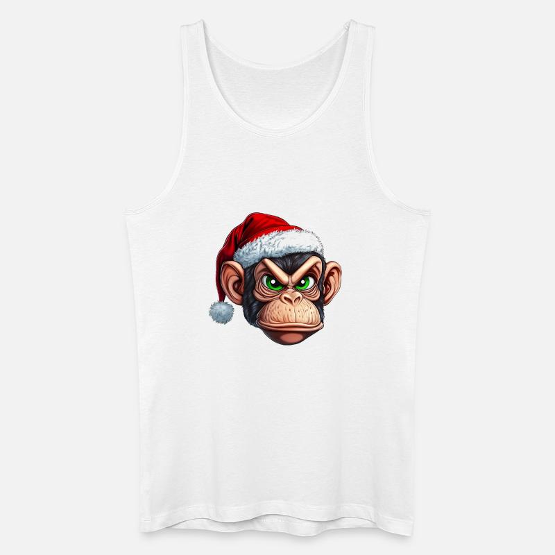 Affe mit Weihnachtsmütze :) - Männer Bio Tank Top - Weiß