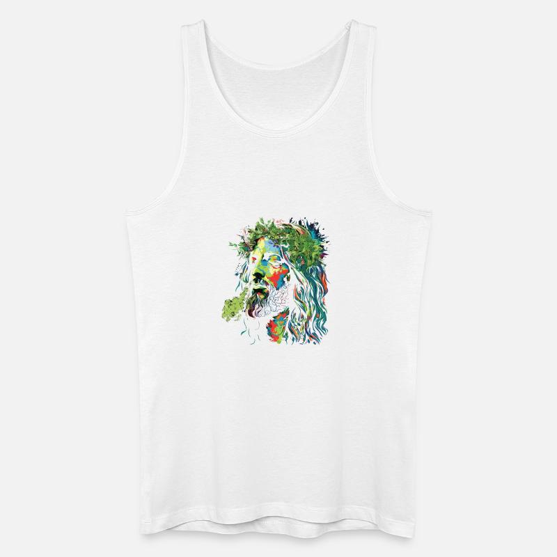 Jesus Rastafari Farbexplosion - Männer Bio Tank Top - Weiß