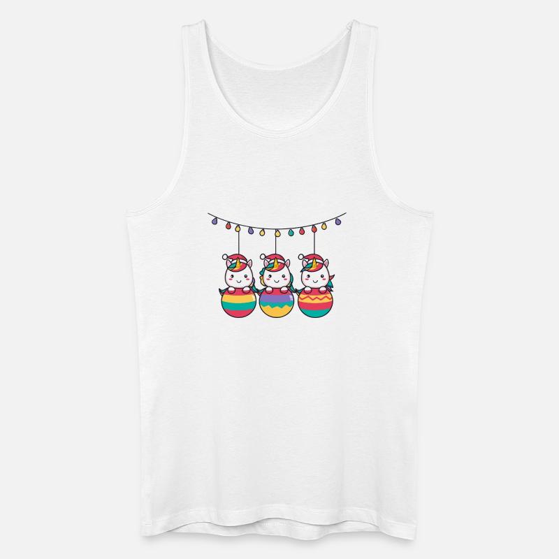 Drei Regenbogen-Einhörner Weihnachten - Männer Bio Tank Top - Weiß