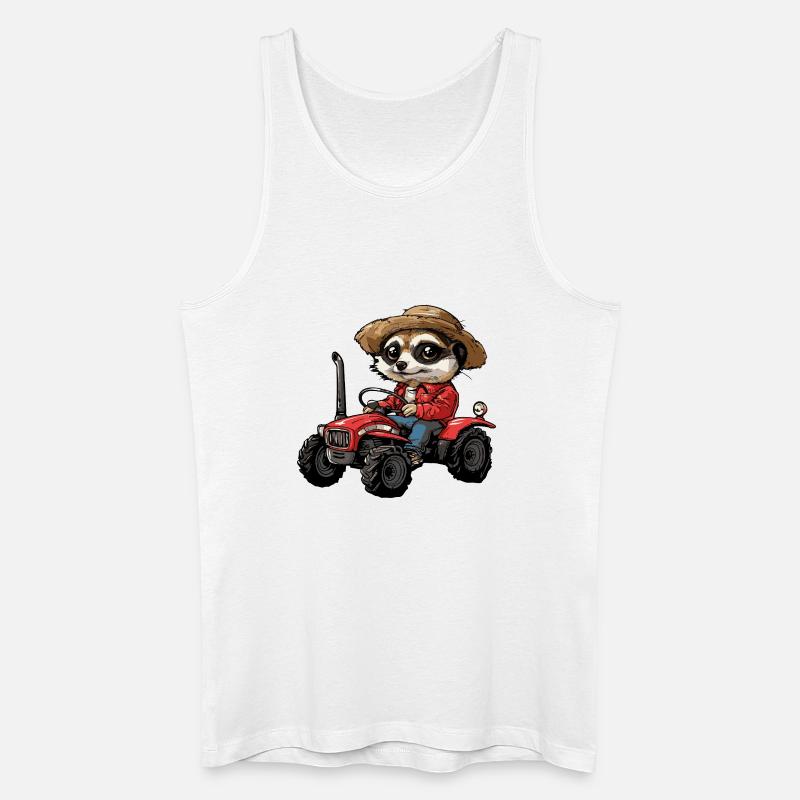 Erdmännchen Traktor Farmer - Männer Bio Tank Top - Weiß