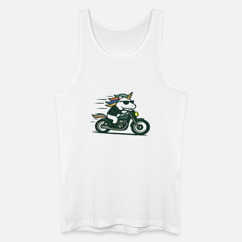 Fast Biker einhornfahrende Motorrad-Maskottchen-Kunst - Männer Bio Tank Top - Weiß