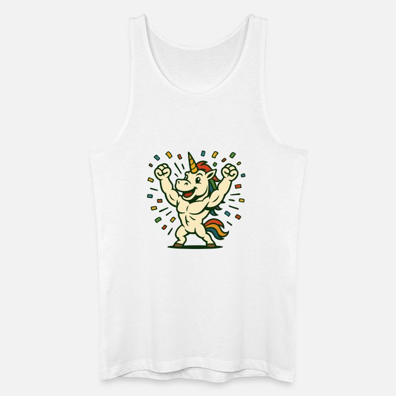 Feier starker Einhorn-Flexing-Partykunst - Männer Bio Tank Top - Weiß