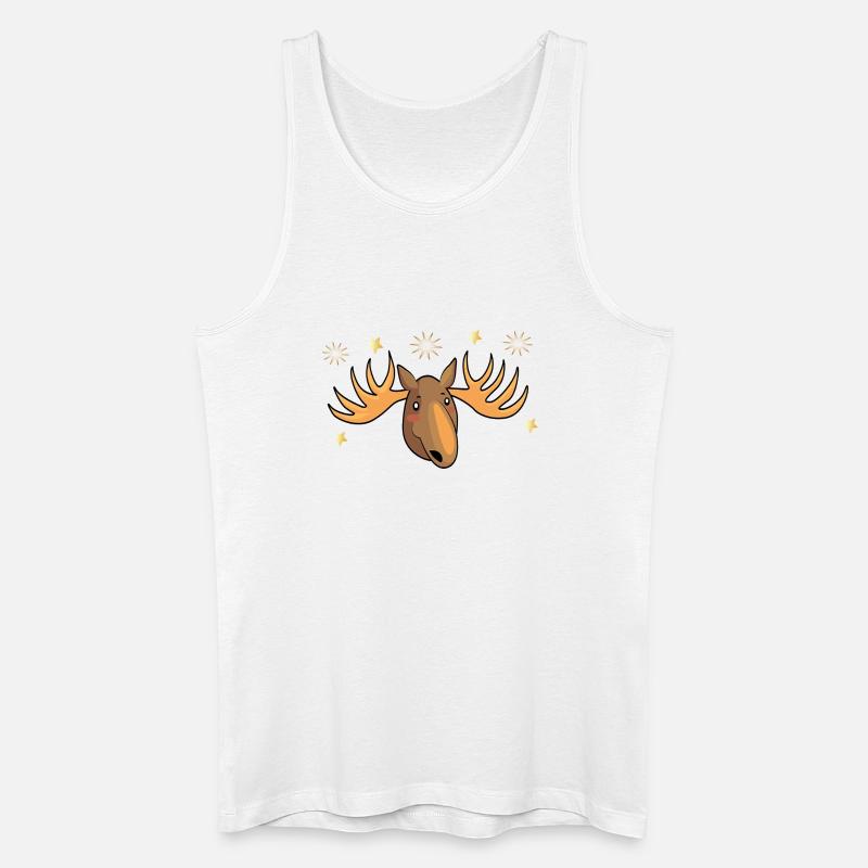 Elch mit Sterne Weihnachten - Männer Bio Tank Top - Weiß