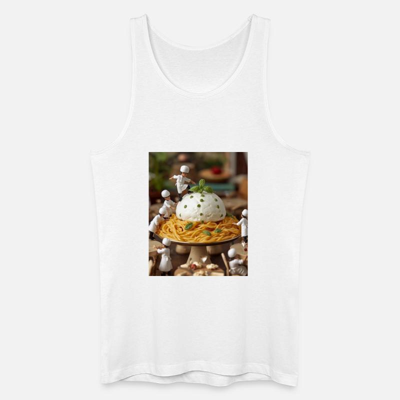 Miniaturköche auf Nudeltisch - Männer Bio Tank Top - Weiß