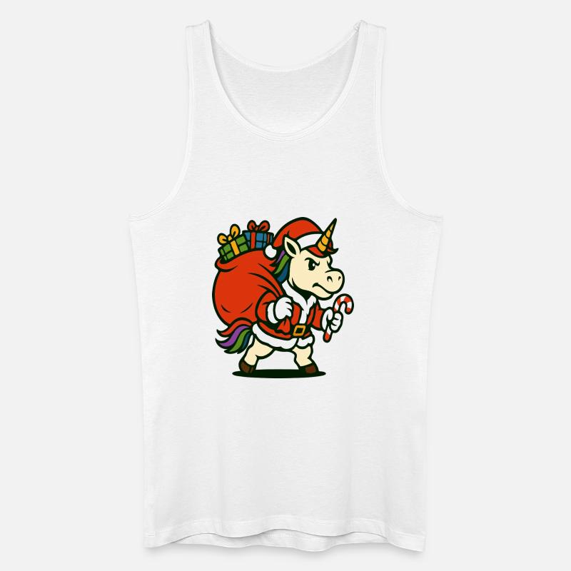 Starker Weihnachtsmann-Einhorn mit Geschenktüte - Männer Bio Tank Top - Weiß
