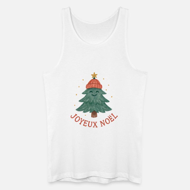 Frohe Weihnachtsbaum mit rotem Hut - Männer Bio Tank Top - Weiß