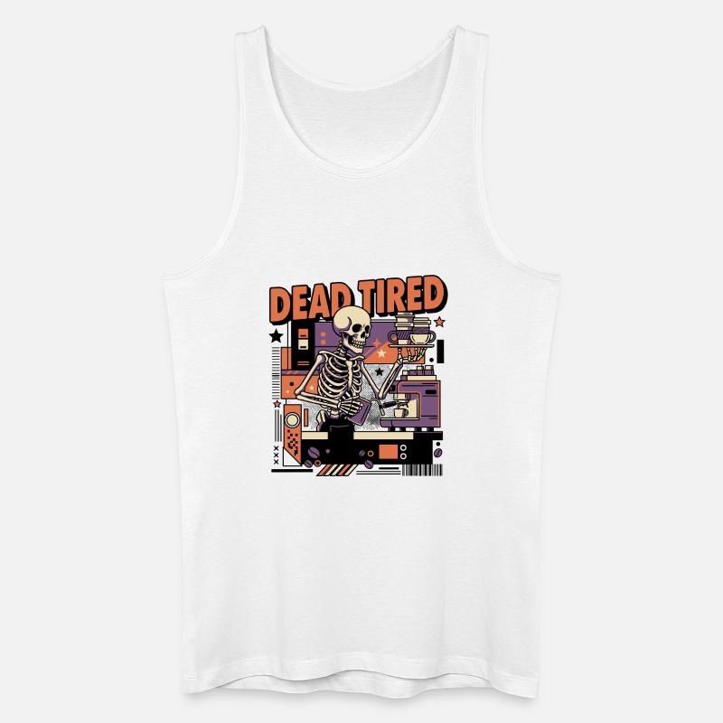 Dead tired coffee skeleton kitchen setting - Men’s Organic Tank Top - white