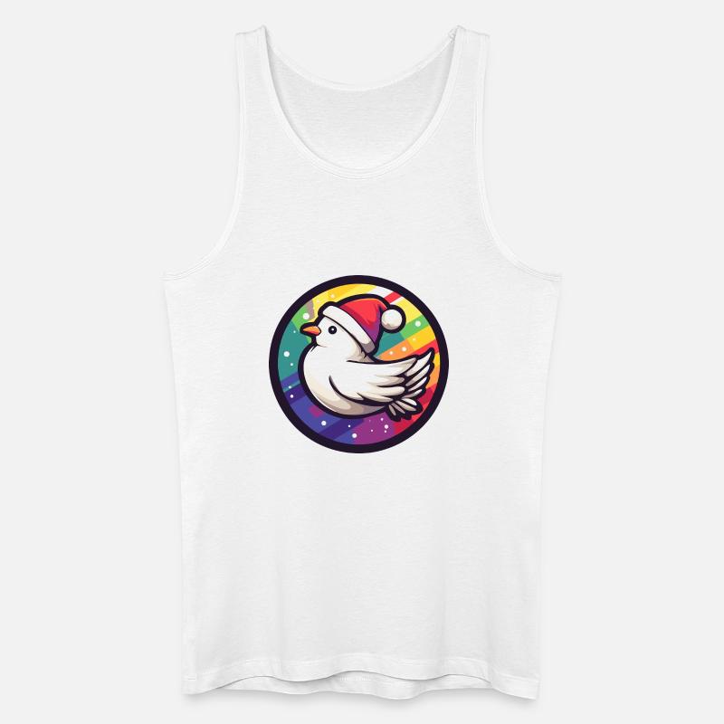 Weihnachtsvogel im Regenbogenring - Männer Bio Tank Top - Weiß