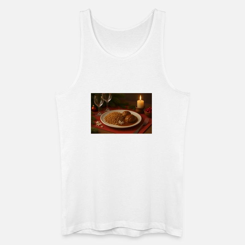 Festlicher Buchweizen-Fleischbällchen Teller - Männer Bio Tank Top - Weiß