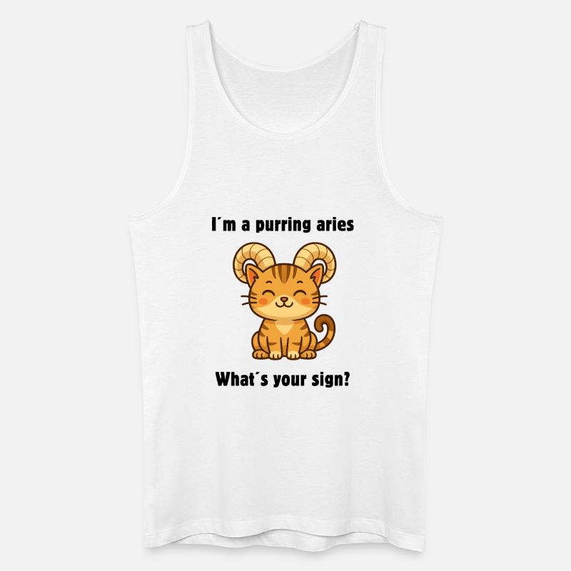 Süße Widder Katze – Starkes Sternzeichen Design - Männer Bio Tank Top - Weiß